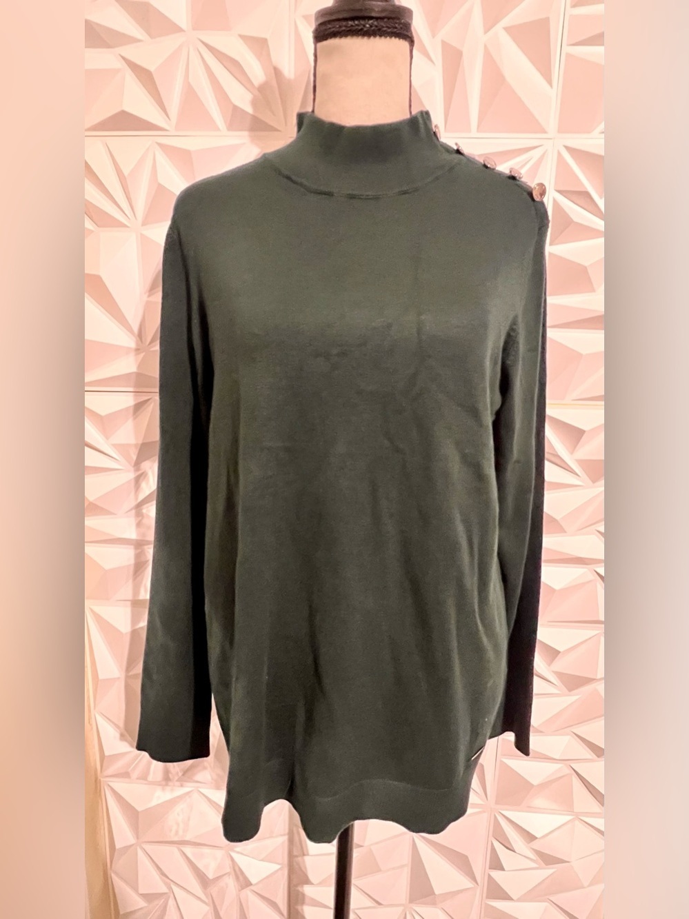 NWOT Calvin Klein Womens’s Mock Turtle Neck Sweater Pullover -Olive Green Medium